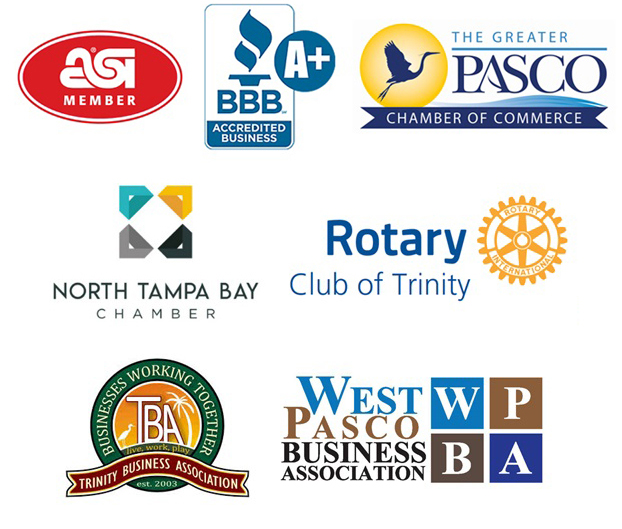 ASI, BBB, The Greater Pasco, North Tampa Bay Chamber, Rotary Club of Trinity, Trinity Business Association, West Pasco Business Association