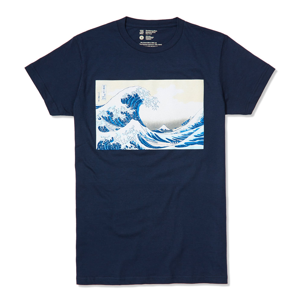 Met hokusai great wave tee navy