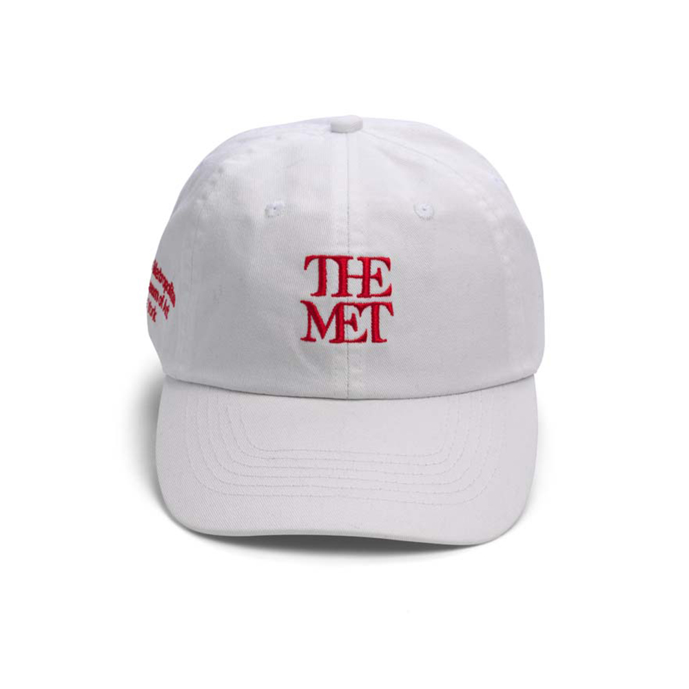 met logo adjustable cap white and red