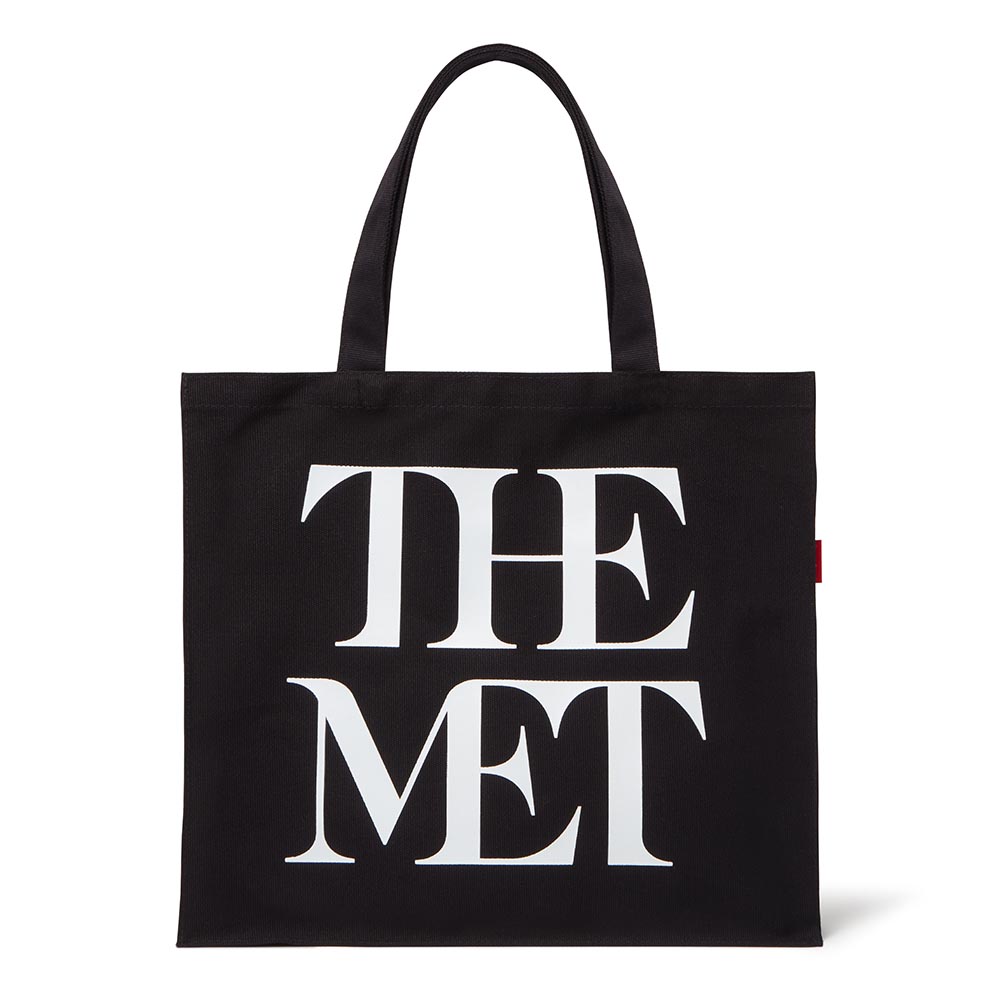 met logo canvas tote black and white