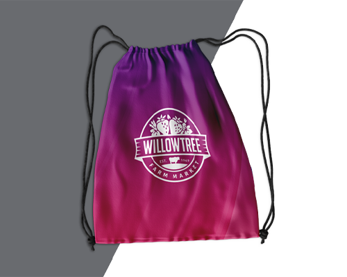 purple and pink ombre drawstring backpack