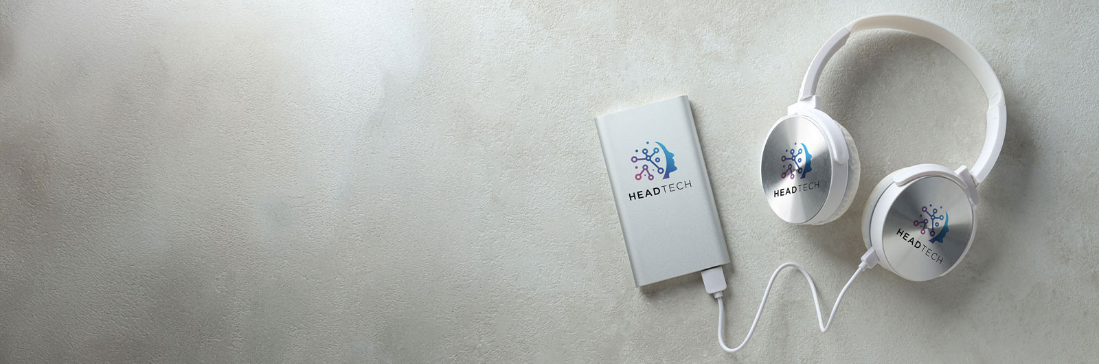 power bank and headphones