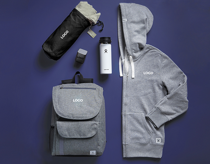 hoodie, water bottle and backpack