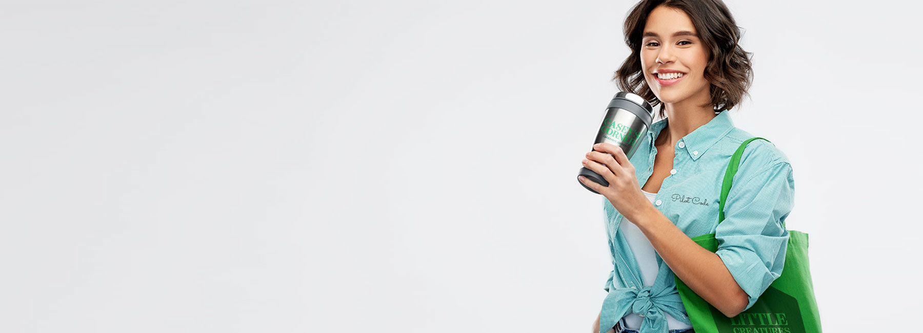 woman with travel mug