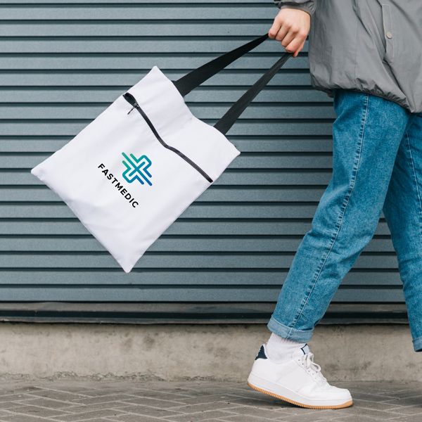 white tile tote bag