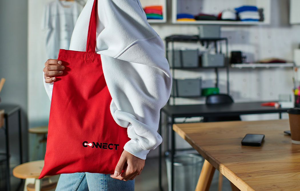 red tote bag