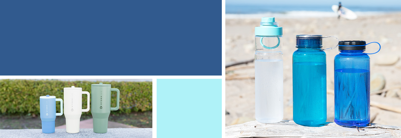 custom branded tumblers on beach