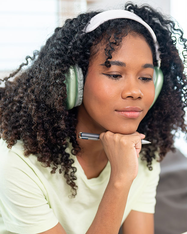 woman with headphones