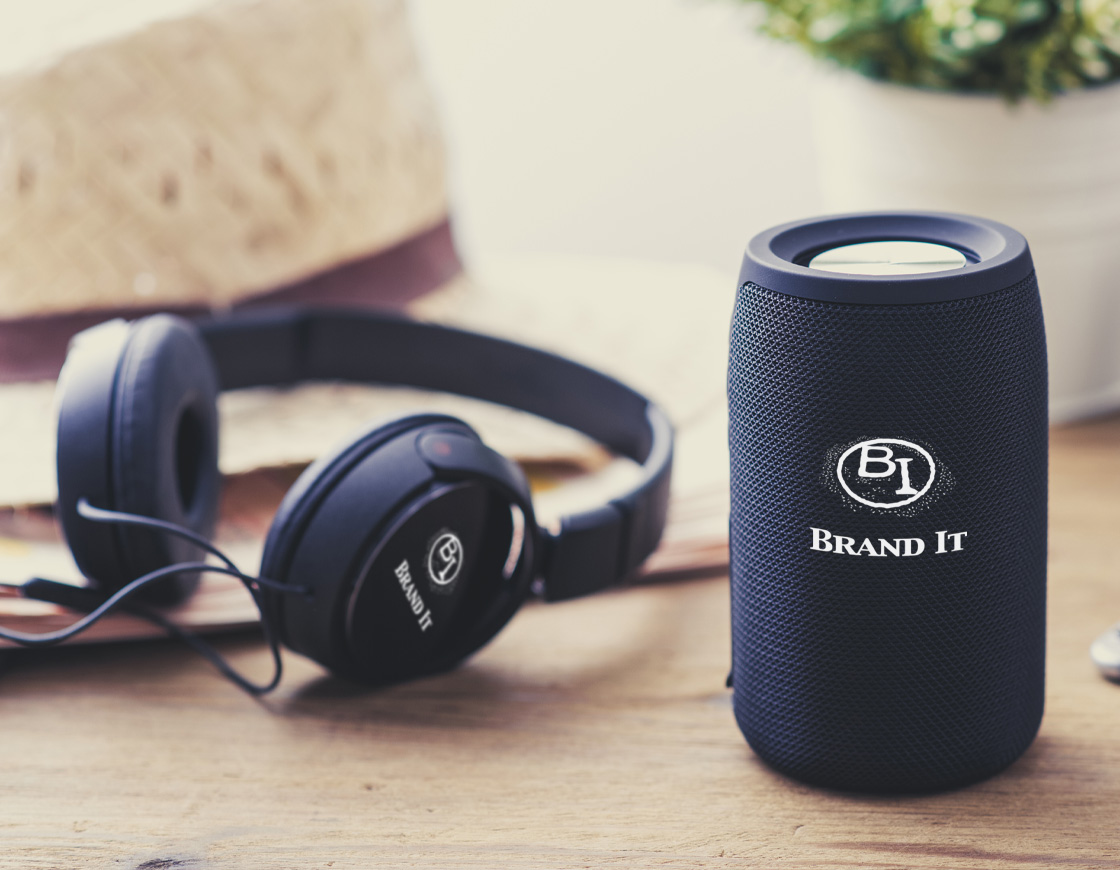 headphones and bluetooth speaker