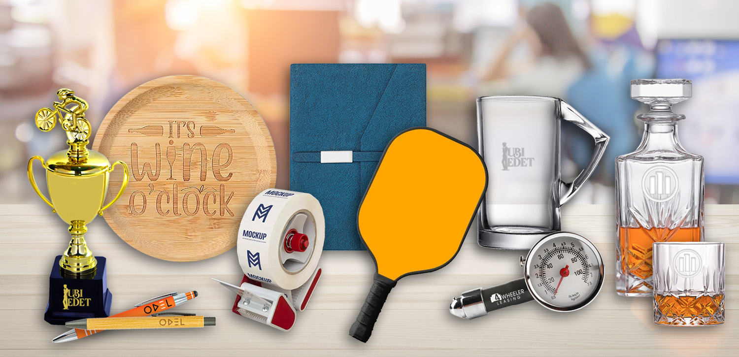 promotional products on a table