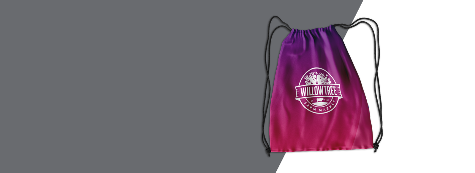 purple and pink ombre drawstring backpack