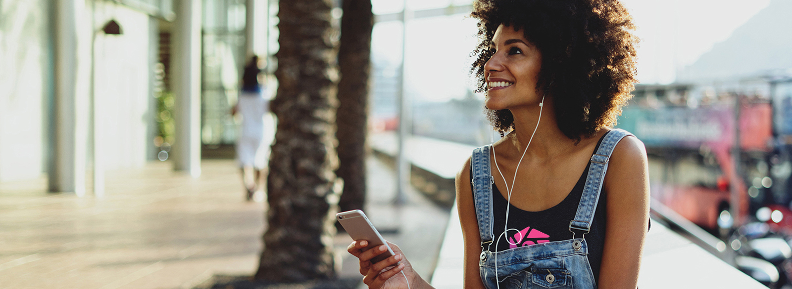 woman wearing earbuds