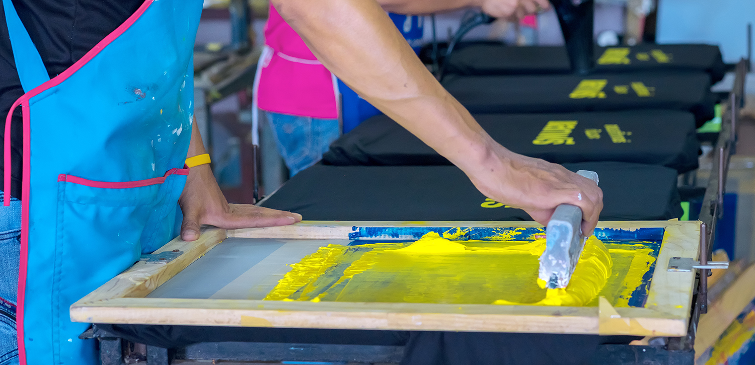 paint being applied to screenprint