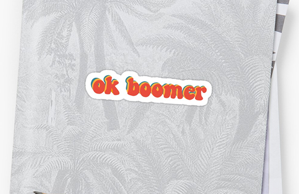 OK Boomer sticker available on Redbubble.