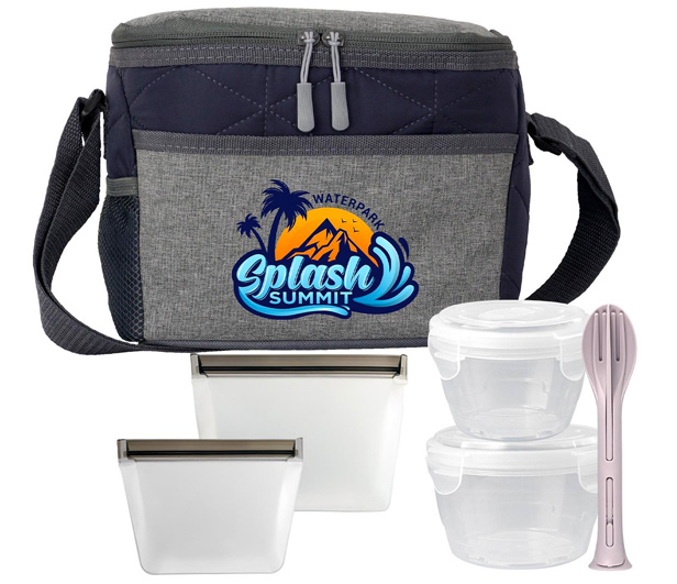 lunch bag with bowls and utensils