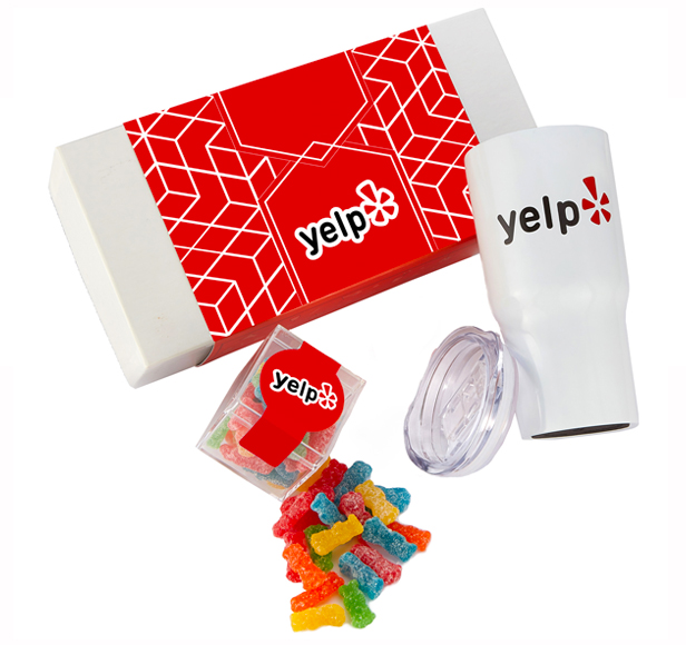 coffee, candy and tumbler gift set