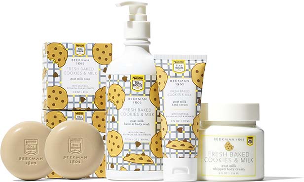 chocolate chip cookie-scented body care collection
